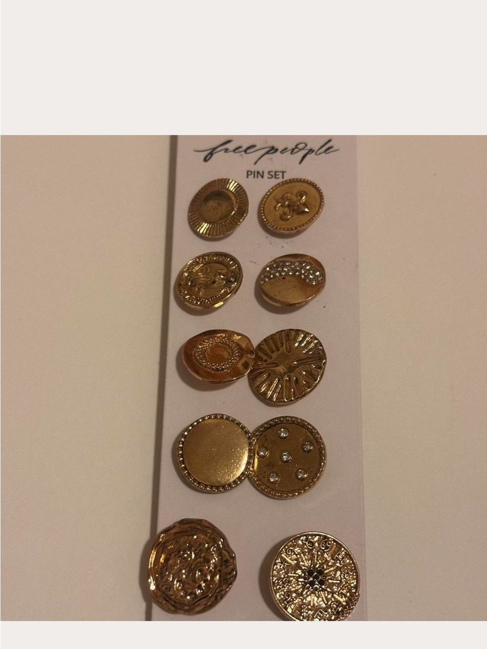 Free People Gold Decorative Button Pin Set- NWT